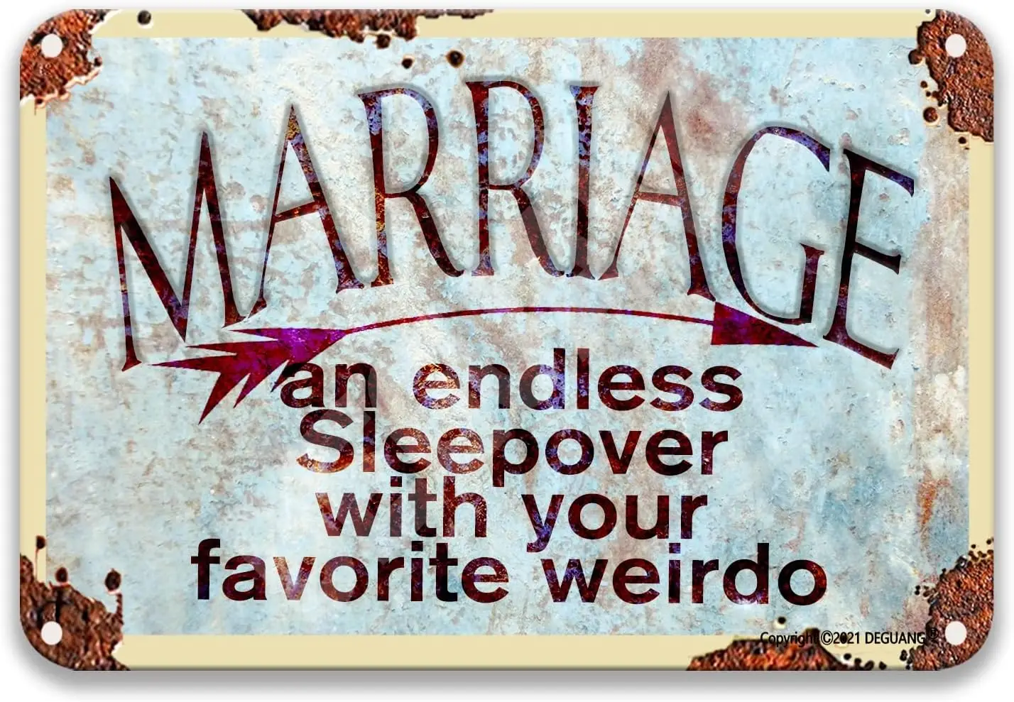 Marriage An Endless Sleepover With Your Favorite Weirdo Retro Look Decoration Art Sign Party Tin Sign Decor For Home Man Cave De