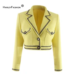 High-end French Vintage All-match Office Tweed Outwear Women Autumn Fashion Tops Short Jacket