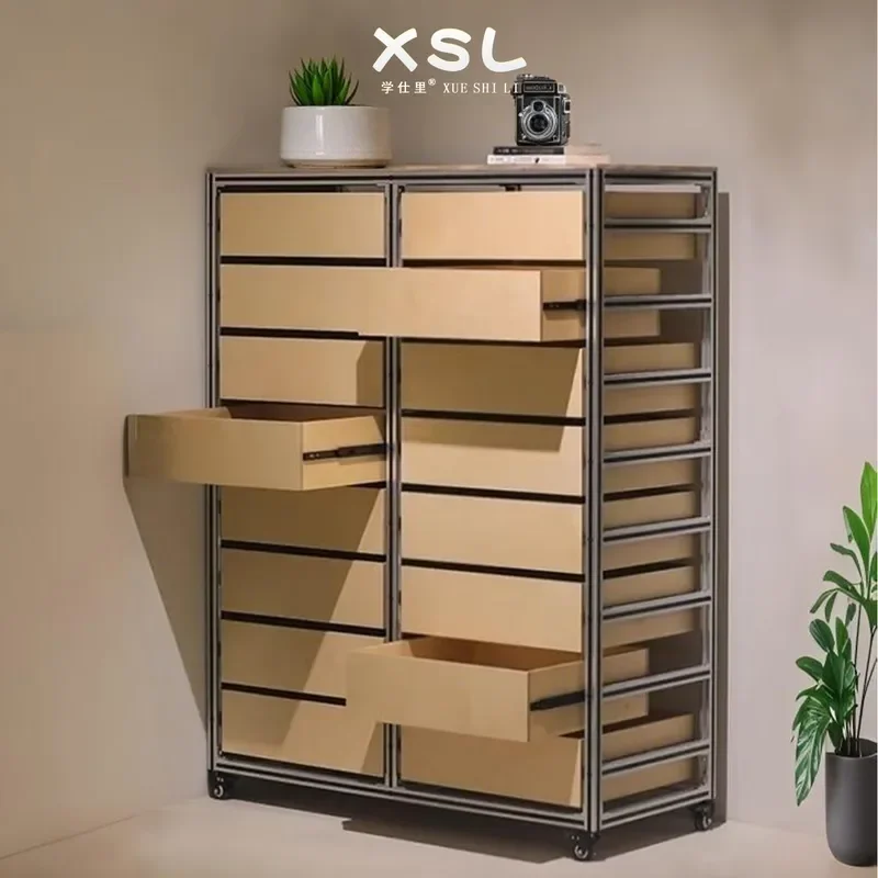 Aluminum Profile Drawers File Cabinets Lockers Birch Marine Panels Minimalist Multi Functional Storage Chest Cabinet