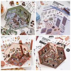 Storage Landscape Series 3D Sticker Paper 4 in 1 DIY Three-dimensional Sticker Multi-functional Coffee Bar