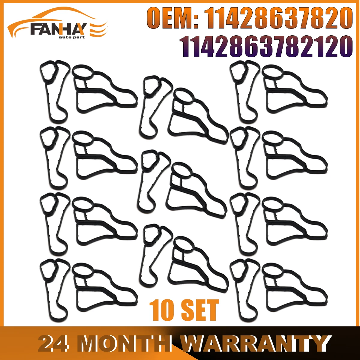 

10Set KIT Engine Oil Filter & Cooler Housing Gasket Seal For BMW Z4 X3 X5 128i 328i Repair 11428637820 11428637821 11427525335