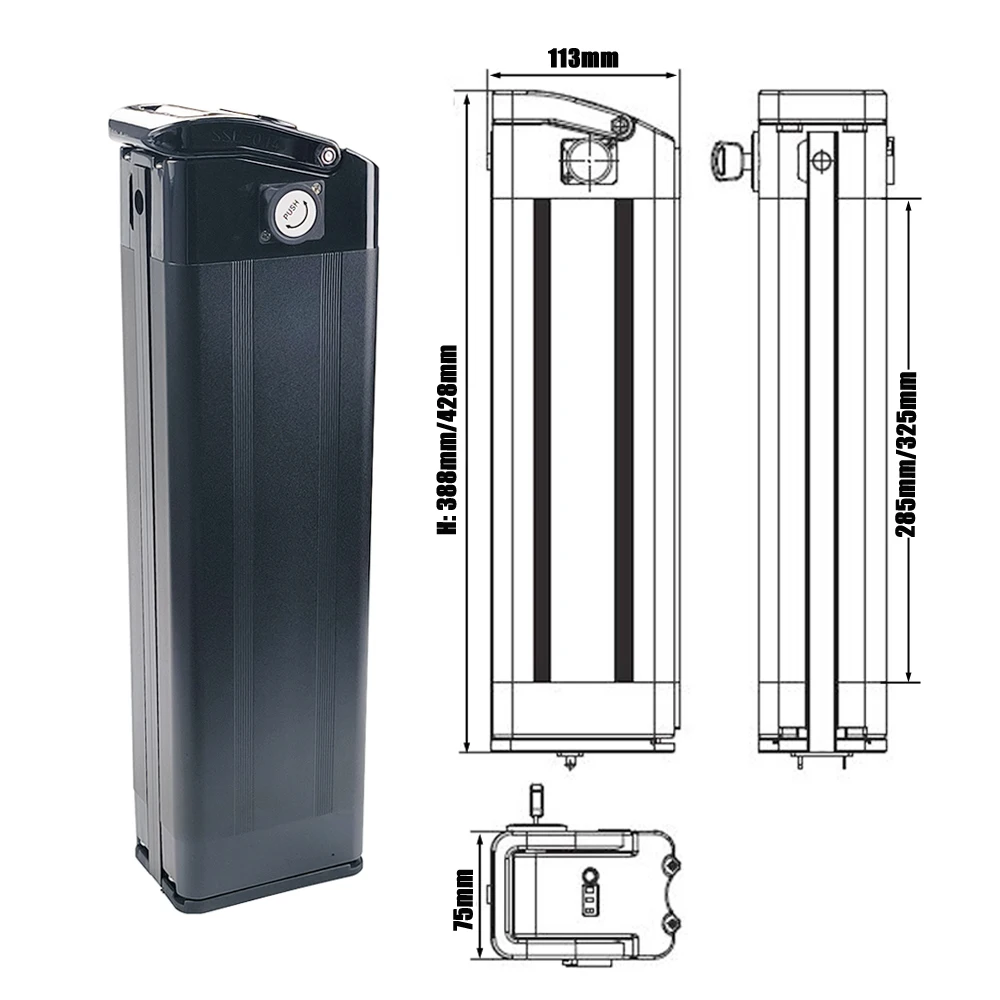 Silver Fish Slide-in Replacement 48V 10.4Ah 12.5Ah 15Ah 17.5Ah 20Ah Li-ion Battery Pack for 500W Shengmilo MX20 Ebike