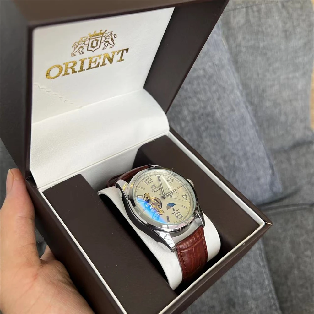 ساعة Orient Watch المجددة المستعملة اليابانية الأوتوماتيكية بالكامل ساعة ميكانيكية مجوفة من ساعات رجال الأعمال