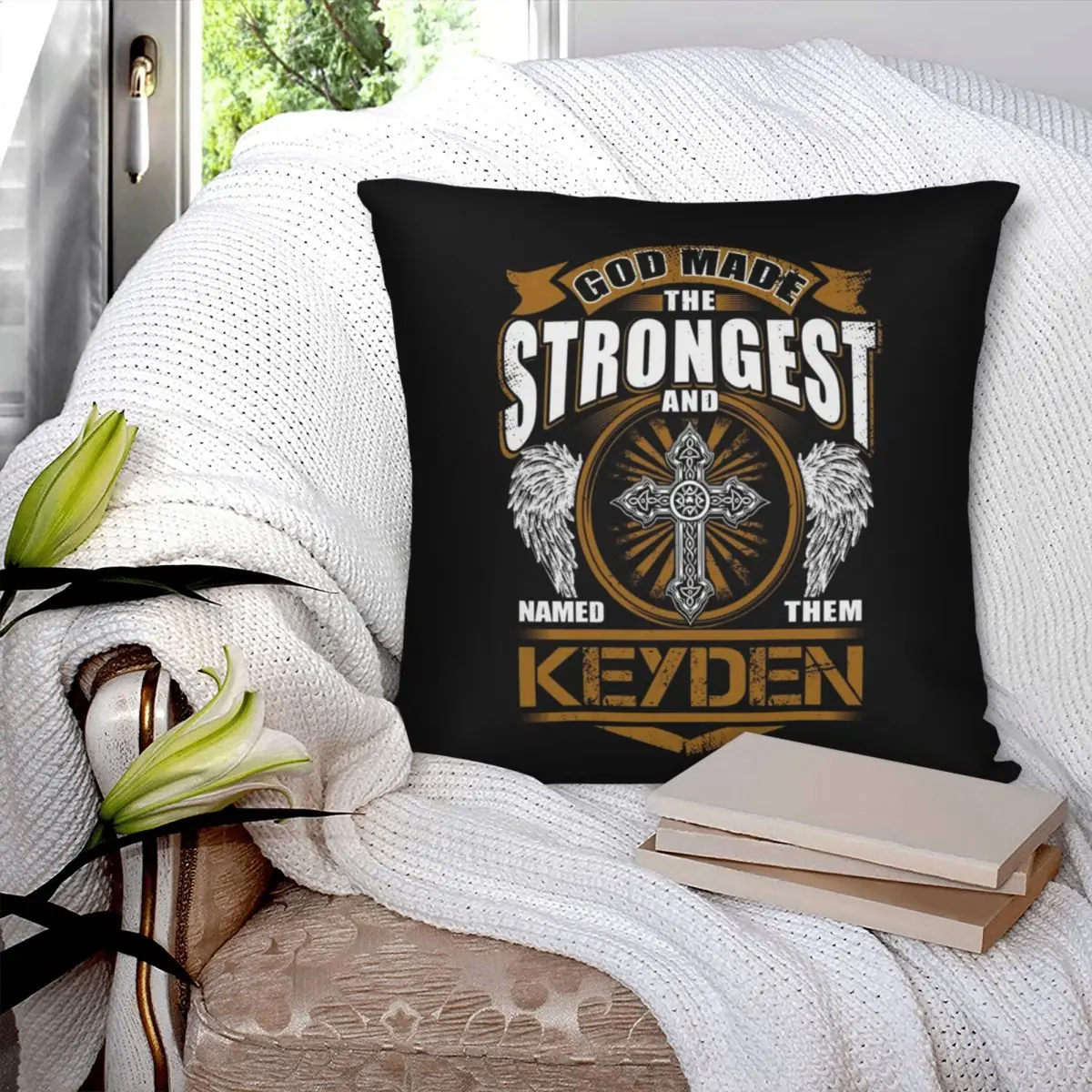 God Found Strongest And Named Square Pillowcase Polyester Pillow Cover Velvet Cushion Decor Comfort Throw Pillow for home Car