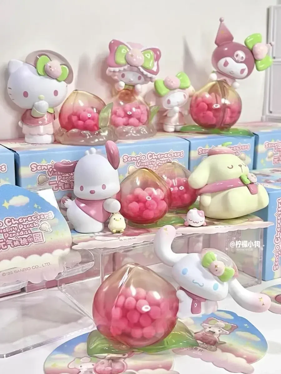 

Фигурка аниме Sanrio Vitality Peach Paradise Series Kitty Cinnamoroll Kuromi, модель детской модели, милые сборные подарки