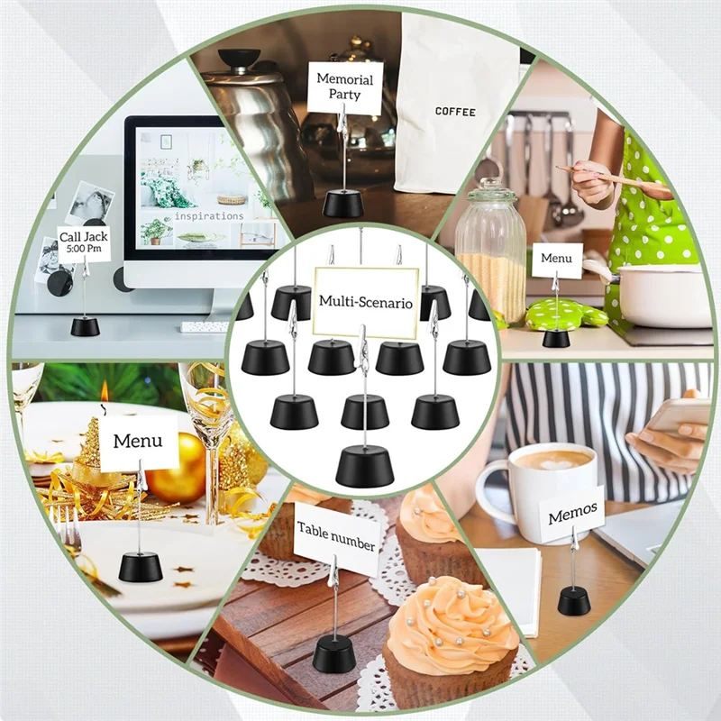 

24 Pcs Place Card Holder Photo Memo Clips With Clamp Wooden Base Table Number Holder, For Menu Wedding Party Decoration-AA98