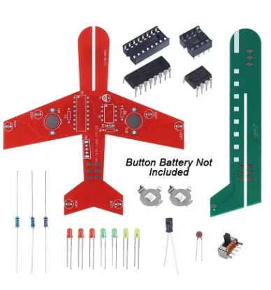 Kit de luz de fluxo de circuito flash de avião pequeno cd4017 diversão fabricação eletrônica diy placa de circuito de prática de soldagem