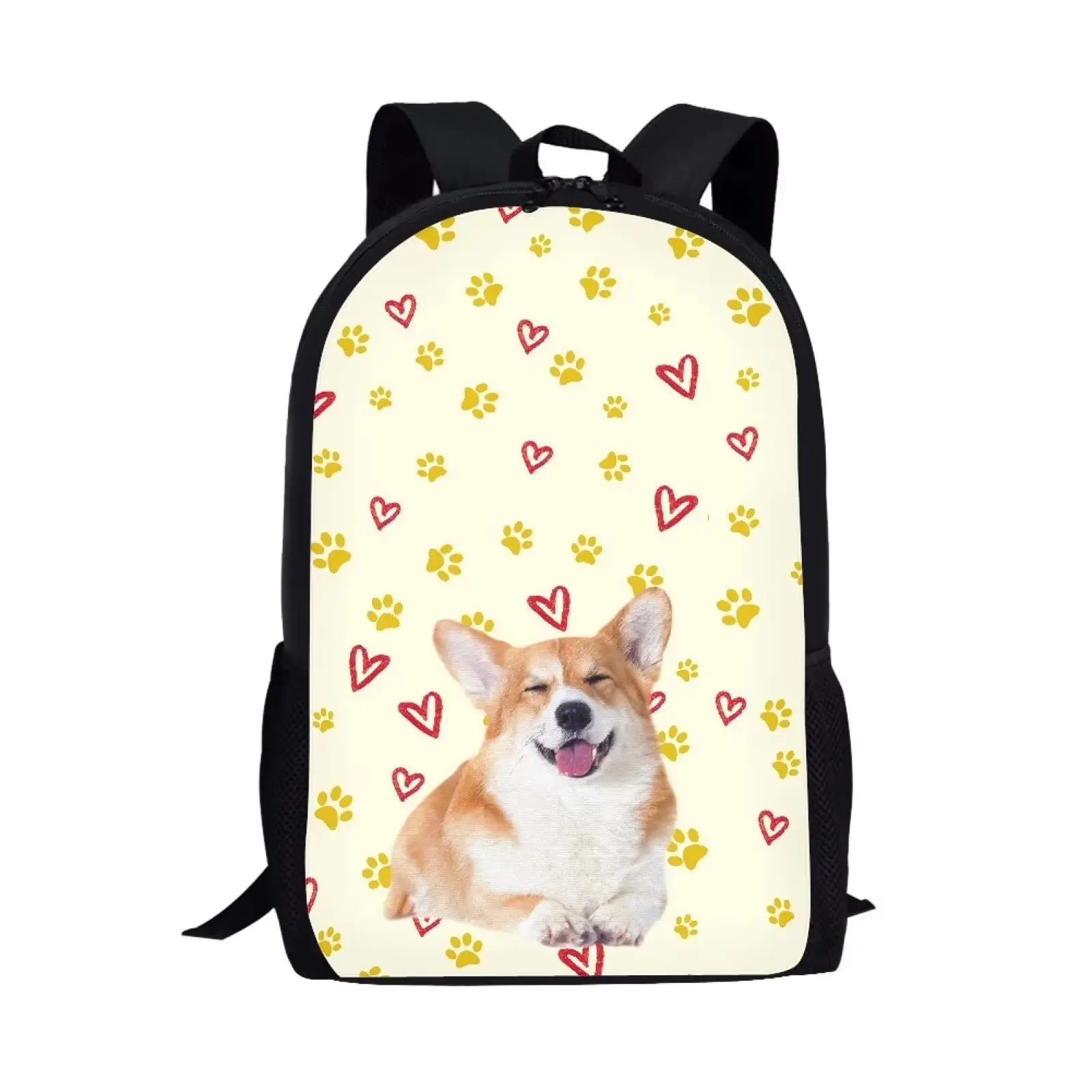 

16 Inch Corgi Dog Backpack Kawaii Animal School Bag for Girls Boys Large Capacity Bookbag Basic Casual Daypack with Mesh Pocket