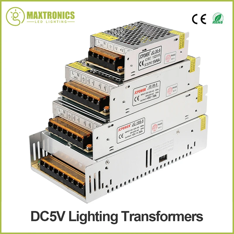 Transformadores de iluminación DC5V, controlador de luces LED de alta calidad para fuente de alimentación de tira LED DC5V, 2A, 4A, 6A, 8A, 10A, 12A, 20A, 30A, 40A, 60/70A