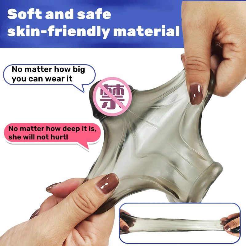 Big Penis Cover Extender Male Cock Enlargement Sexy Dick Reusable Sexuality Silicone Condom Funny Adult Erotic Toys for Men 18