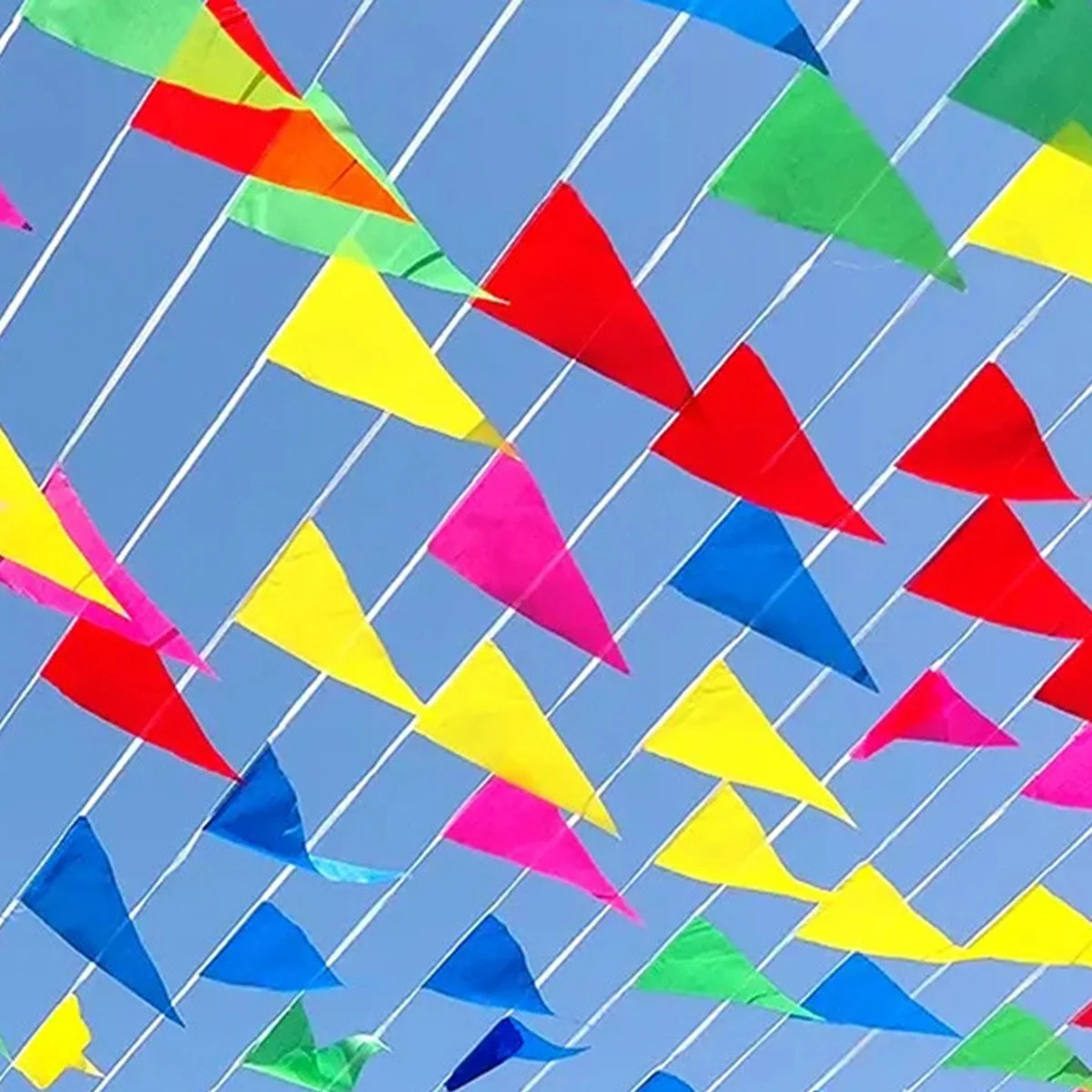 

100PCS Colorful Hanging Triangle Flags 50M Bunting Banner Hanging String Pennants Happy Home Birthday Baby Shower Party Decors