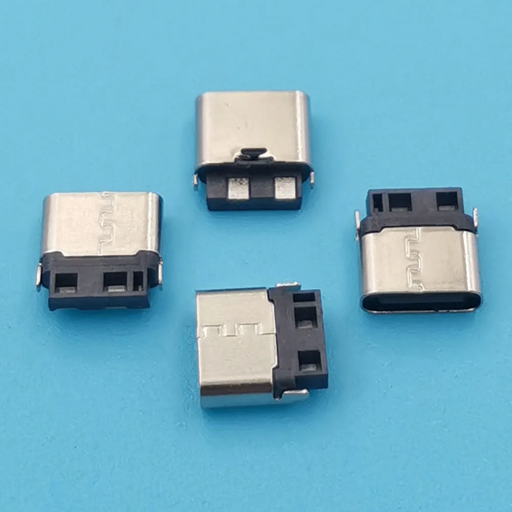 100pcs/Lot USB Type C 2Pin Connector Female Jack Charging Port SMD SMT PCB Solder DIY Repair USB-C Type-C Socket Connectors