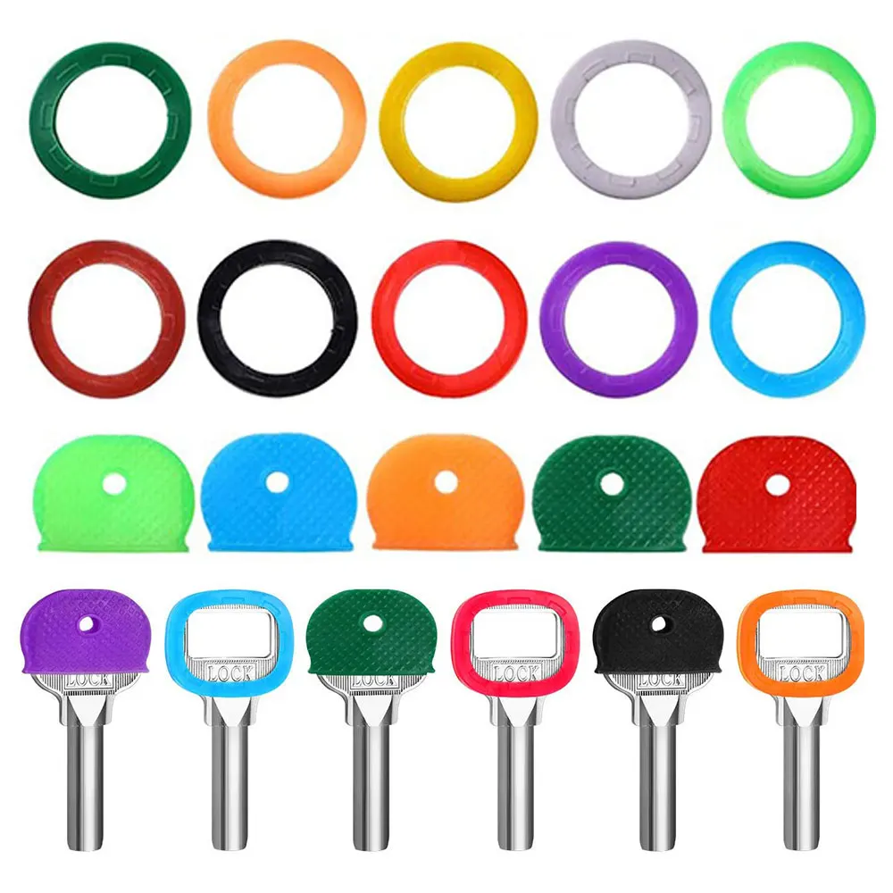 10-32Pcs/lot Assorted Colors Soft PVC Colorful Key Top Covers Head/Caps/Tags/ID Markers Mixed Toppers Keyring Accessories