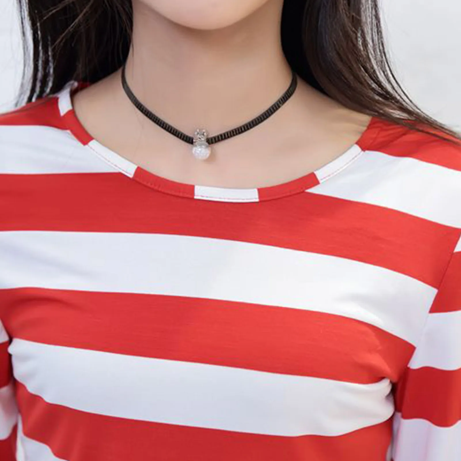 Halloween Cosplay Clothes with Red and White Striped T-Shirt Glasses Set for Adult Man and Woman Wearing NOV99