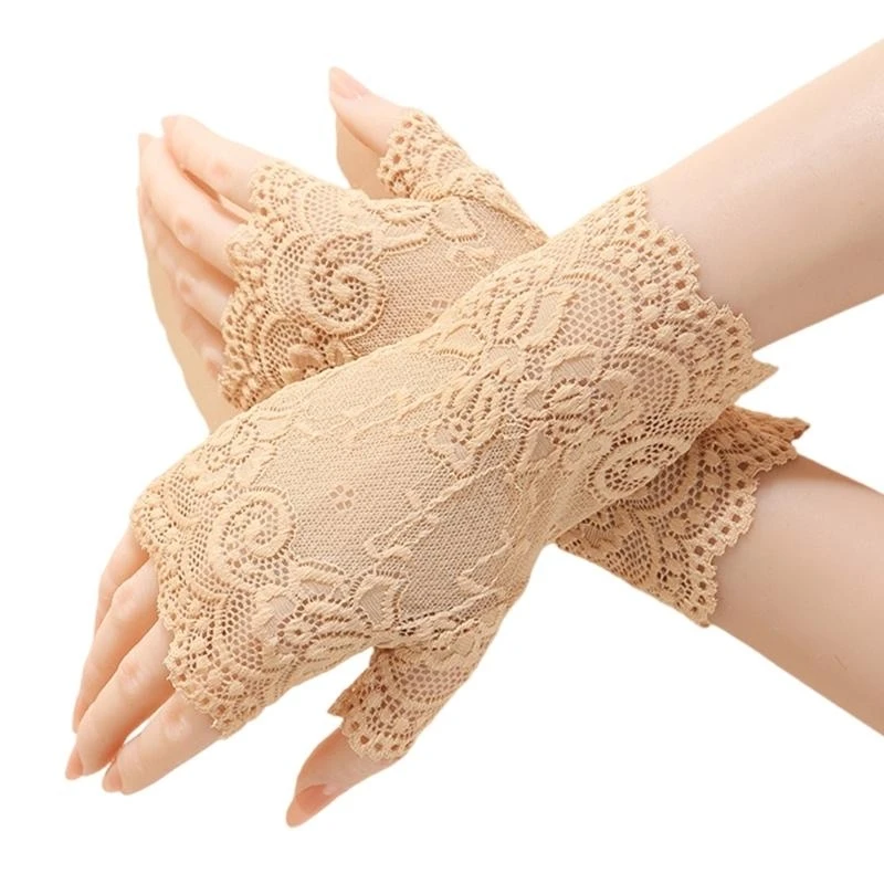 652B Breathable Lace Operas Gloves For Wedding Dresses Skin Friendly Fabric Multiple Color Options White