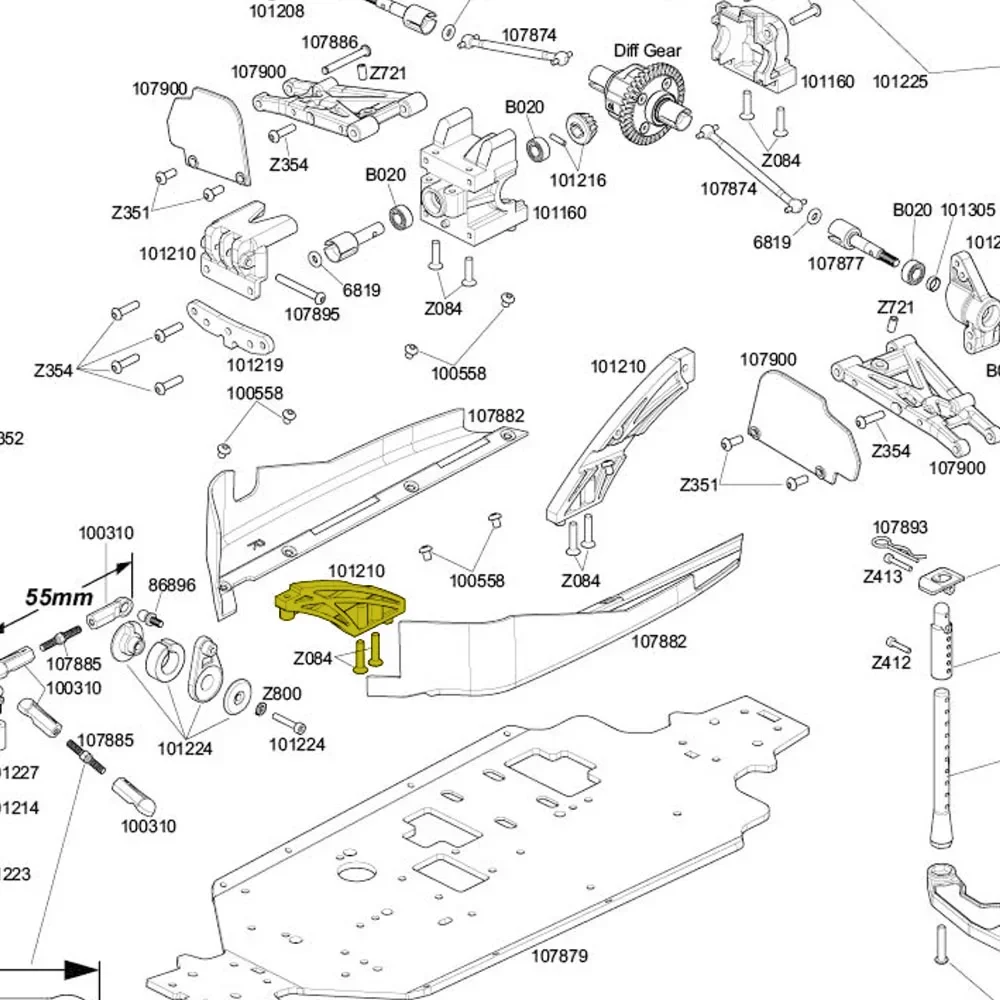 1/10 Metall vorne und hinten Anti-Buigen-Plaat-Chassis-Klammer 3,0 für RC HPI WR8 Kugel St MT Ken Block Flux Rallye