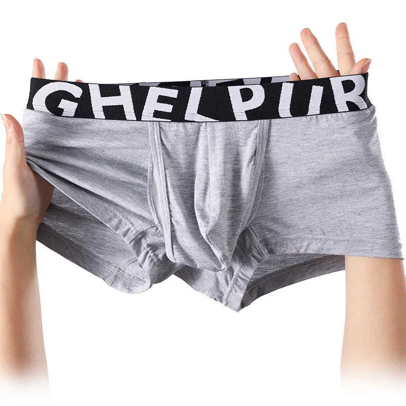 

Soft Cotton Men Boxer Briefs Separation Scrotum Pouch Underwear Sexy U Convex Bulge Pouch Breathable Male Boxer Trunks