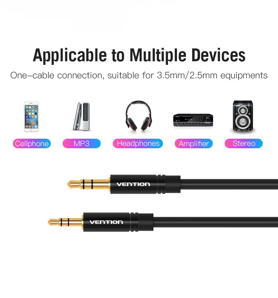 Vention 3,5 auf 2,5 Aux-Kabel, 3,5 mm auf 2,5 mm Audiokabel für Kopfhörer, Aux-Lautsprecher-Verbindungskabel, 2,5 auf 3,5 – Detail 3