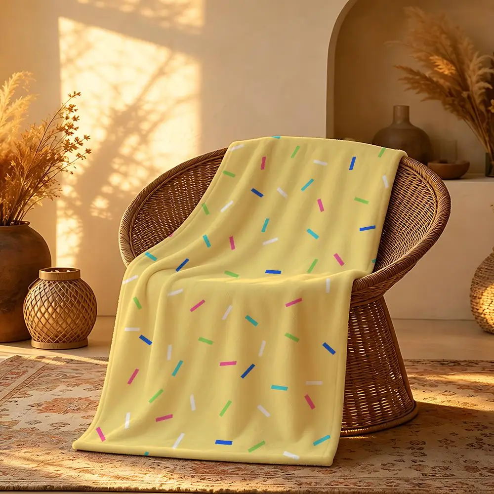 ins Colorful Stripes Throw Short Plush Throw Blanket Soft Skin-Friendly Multi-Scene Home Office