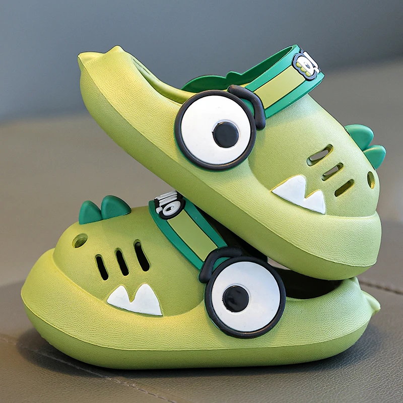 STRONGSHEN Cartoon Dinosaur Kids Sandals Child Garden Shoes Boys Summer Beach Slippers Toddler Anti-Slip Indoor House Slides