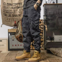 Retro2024  heavyweight washed ankle tied work pants for men  2024 autumn new loose casual long pantsocket Workwear Pants