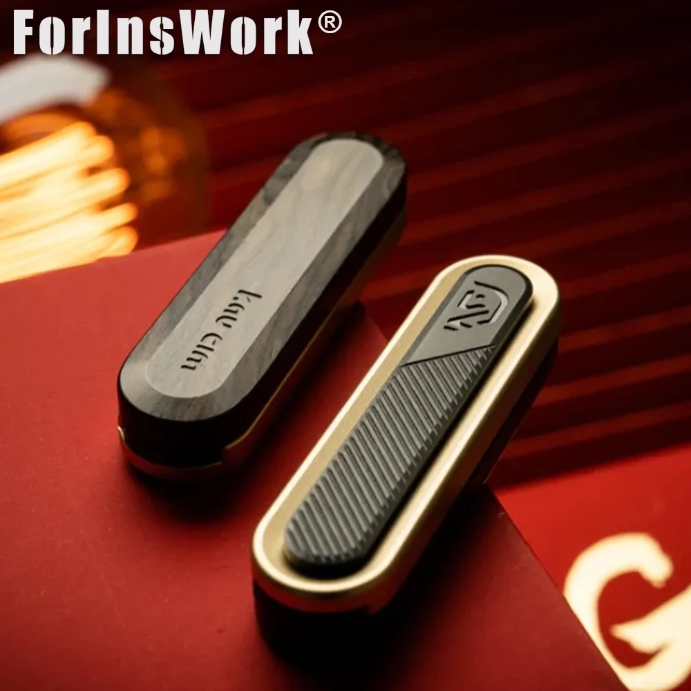 GDEDC Seasoning Label Brass & Black Rosewood Plate Fidget Slider Stress Relief Toy Push Slider Fidget Toys Year Of