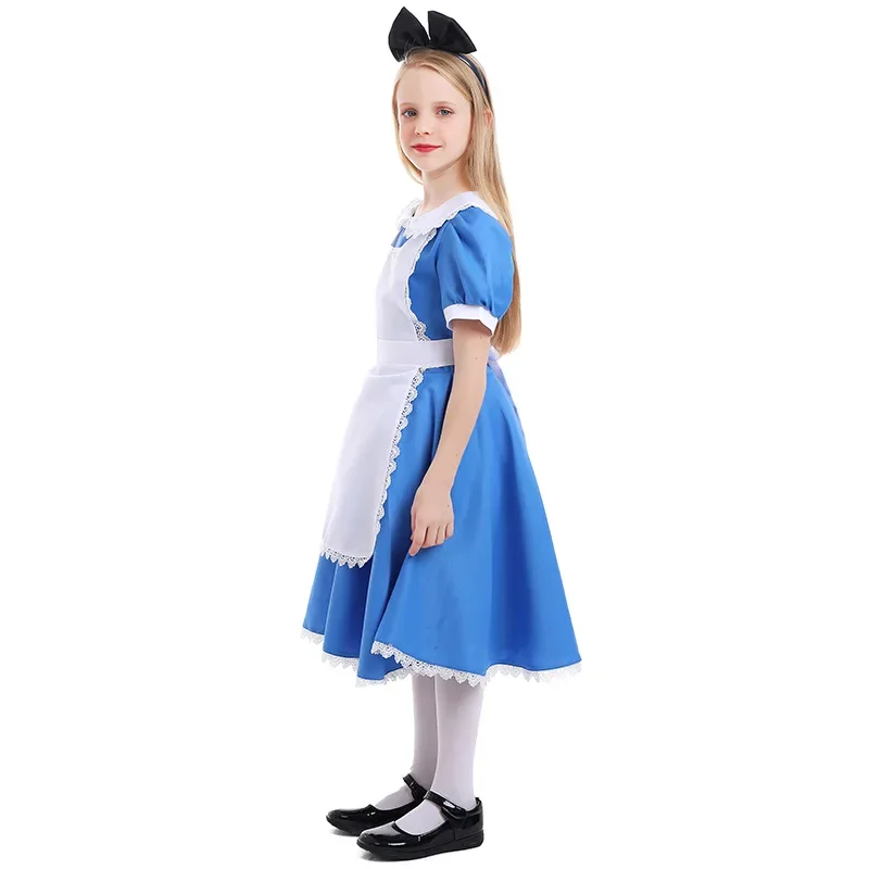 Halloween dla dorosłych dzieci dziewczyny Anime Alicja w krainie czarów kostium dla dzieci Party Lolita pokojówka sukienka Cosplay pokojówka fartuch sukienka Lolita