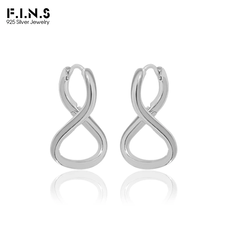 F.I.N.S INS Versatile Irregular Lines Real S925 Sterling Silver Earrings Smooth Figure 8 Piercing Ear Stud Minimalist Fine Jewel