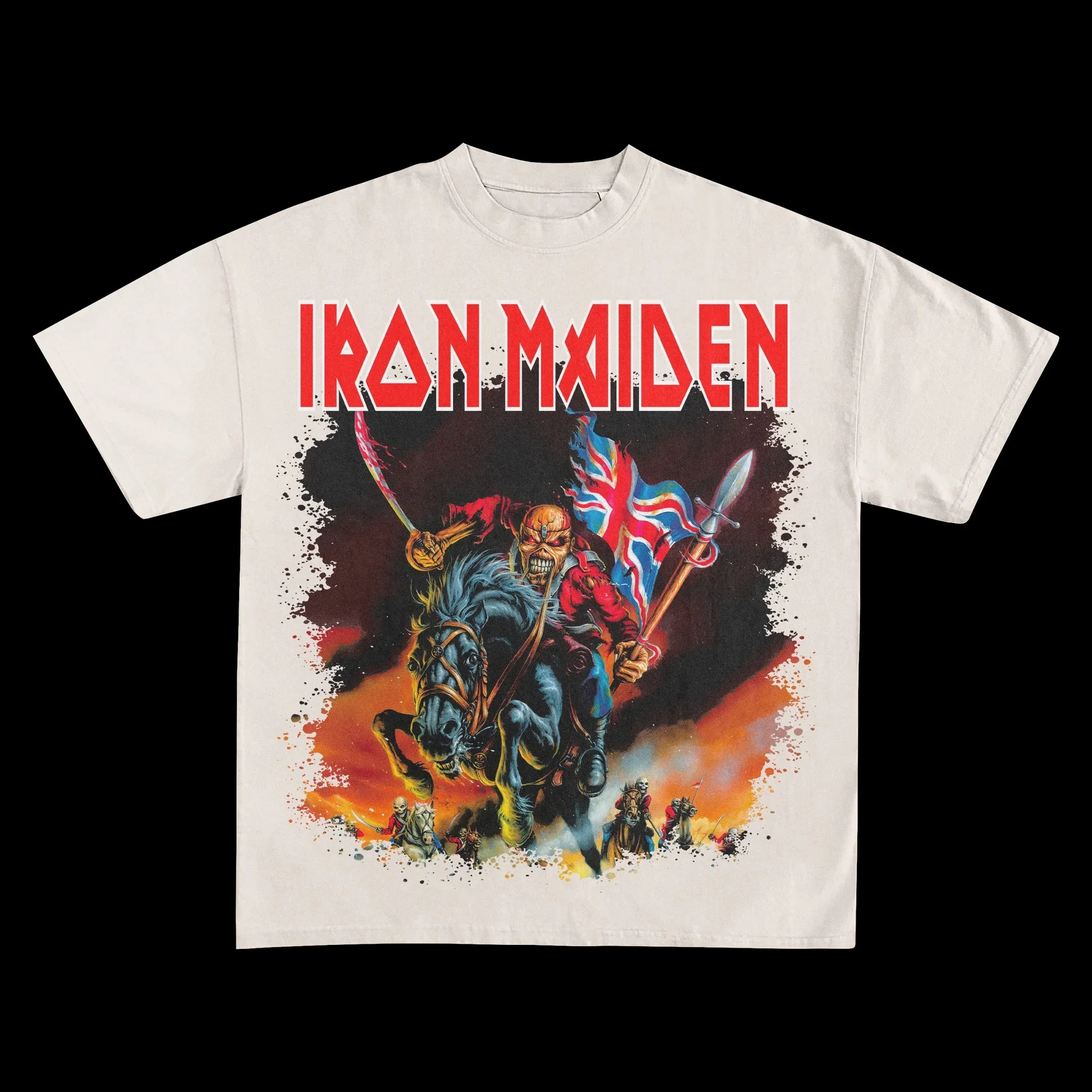 Camiseta superior para hombre, estilo Street Rock, RON MAIDEN HELL ON EARTHTEE, camiseta superior de talla súper grande para hombre y mujer, novedad de verano de 2025