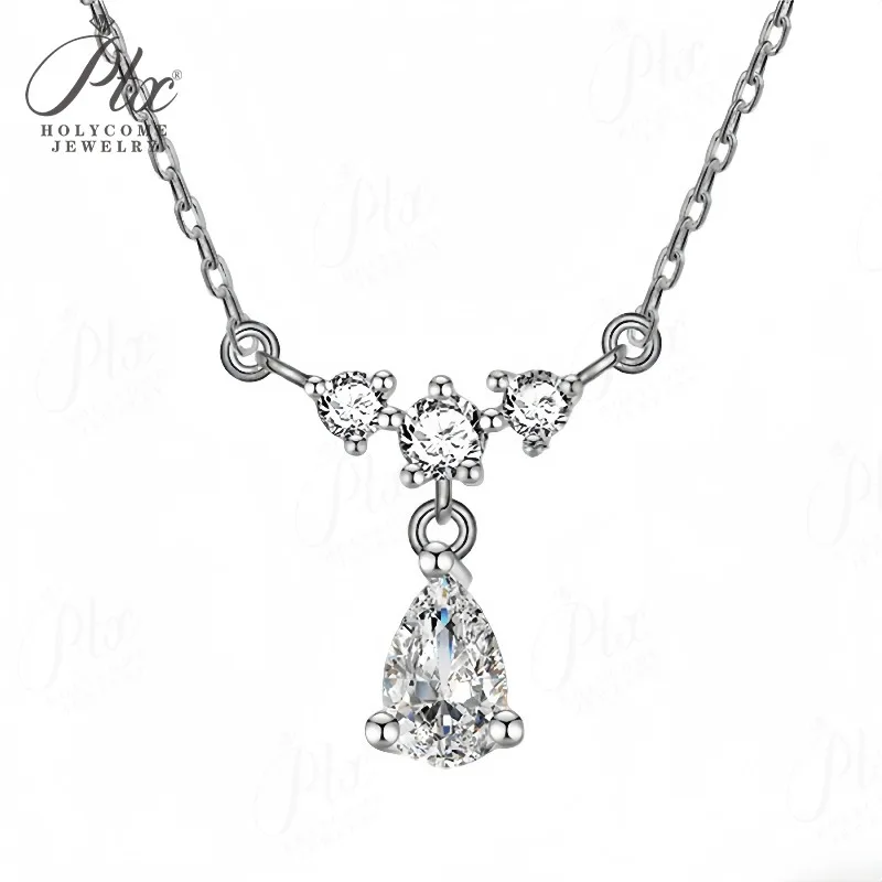 Moissanit-Halskette, Birnenform, D-Farbe, VVS1-Reinheit, 925er Sterlingsilber, Jubiläumsgeschenk, Hochzeitsbankett, Alltagsschmuck für Damen – Detail 9