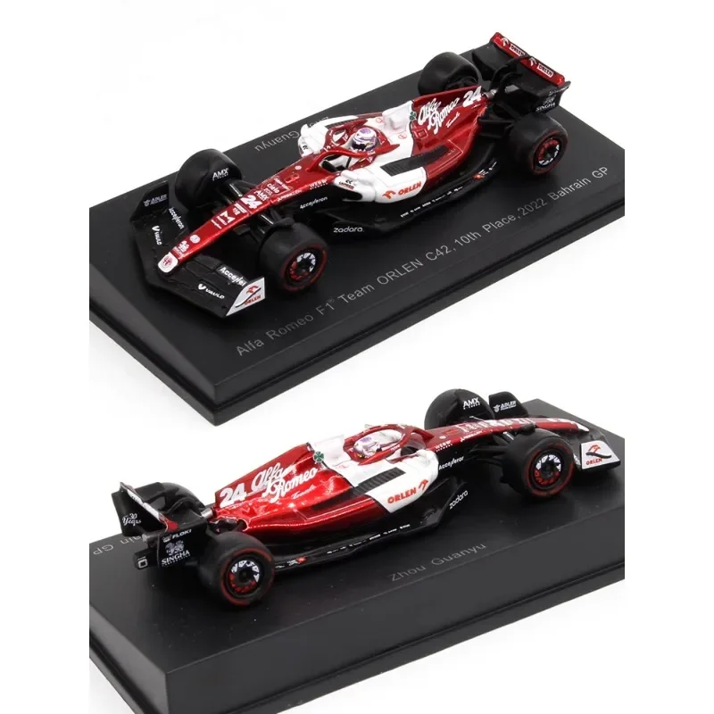 Scale model 1:64 Alpha C42 2022 F1 Grand Prix Bahrain Week Crown Yu Bottas diecast alloy model Collection presents for children.