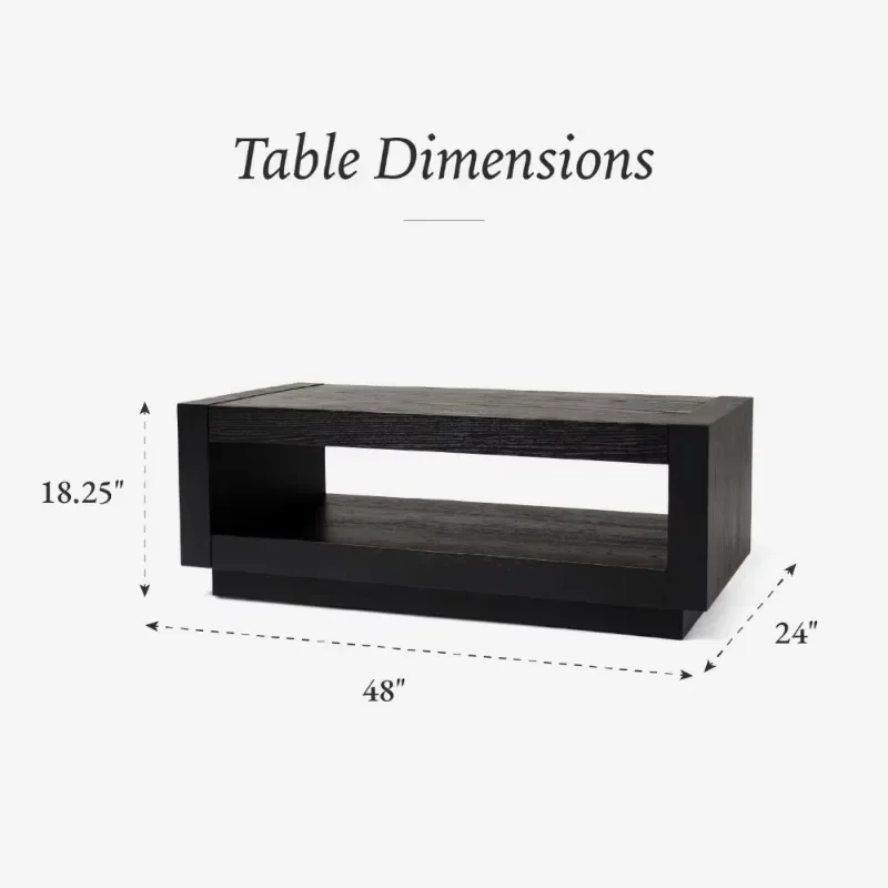 B6 CZ-23  Rectangle Coffee Table With Storage – 18 Inch – Solid Wood – Suitable For Living Room And Lounge
