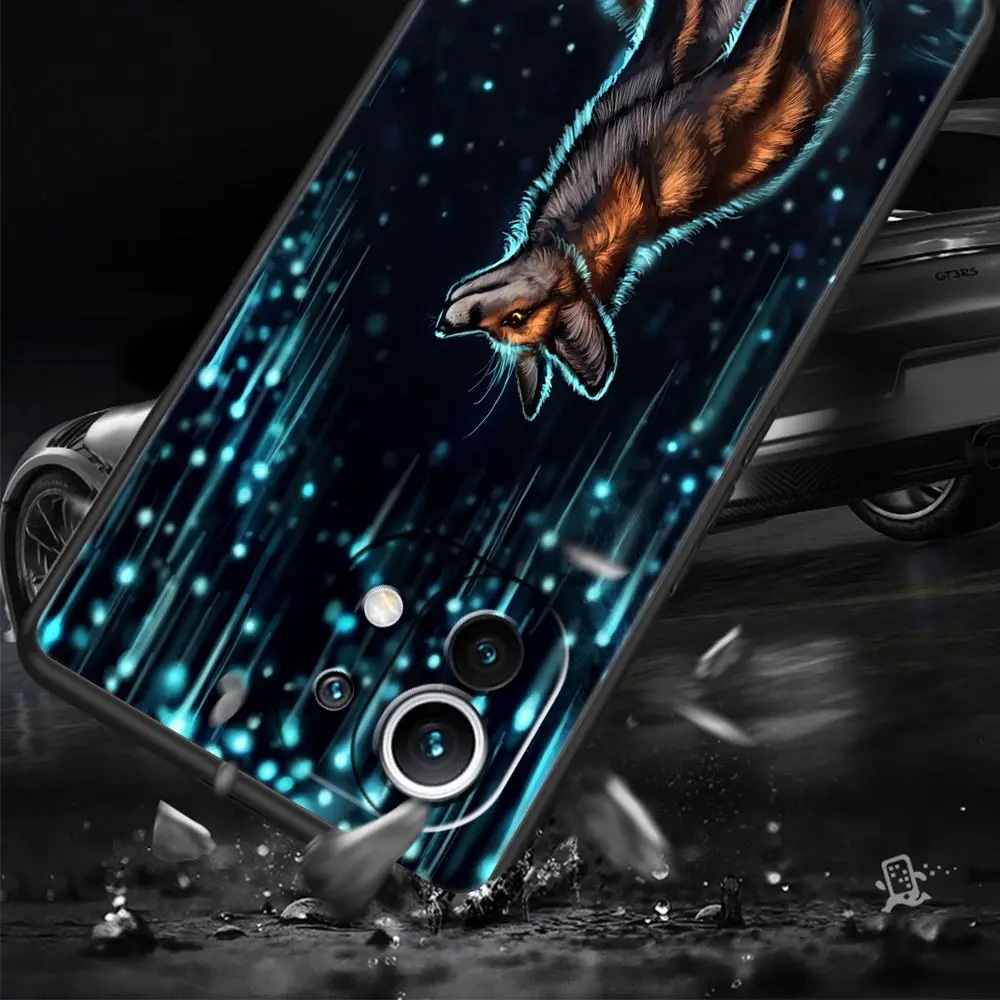 귀여운 만화 동물 폭스 Xiaomi Poco X3 NFC M3 M4 F4 X4 프로 5G F3 GT Mi 12 11T 10 9T 10T 라이트 11 울트라 블랙 커버