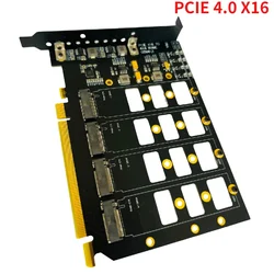 Pci-e 4.0 karty rozszerzeń 4x4 do M.2 NVMe 4-Bays dla dysku półprzewodnikowego M.2 NVMe SSD PCIe X16 4.0 Gen4-Disk podzielonego adaptera karty