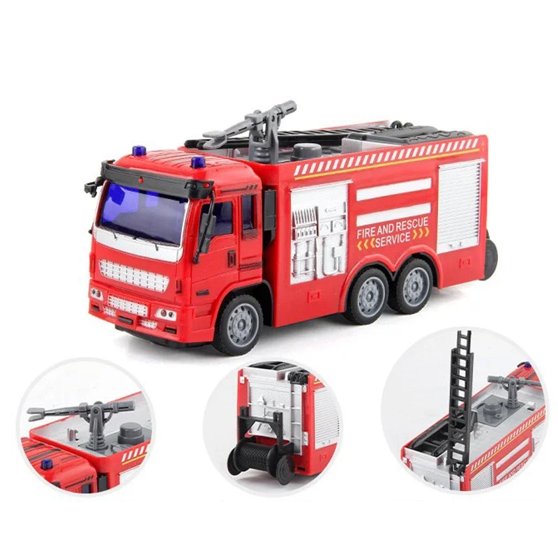 1:30 4CH RC Rescue Vehicle With Light Rechargeable Electric Fire Engine Truck Remote Control Car Simulation Gifts Toys Boys