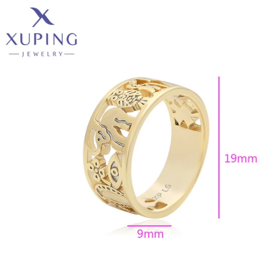 Xuping Jewelry New Arrival Fashion Light Gold Color Circle Shape Rings for Women Girls Wedding Commemoration Day Gift X000893105