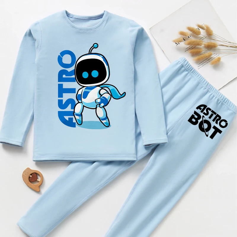 Astro Bot Pajamas for Children Cute Cartoon Game Figure Printed Nightgown Boys Kawaii Loungewear Autumn Children\'s Clothing