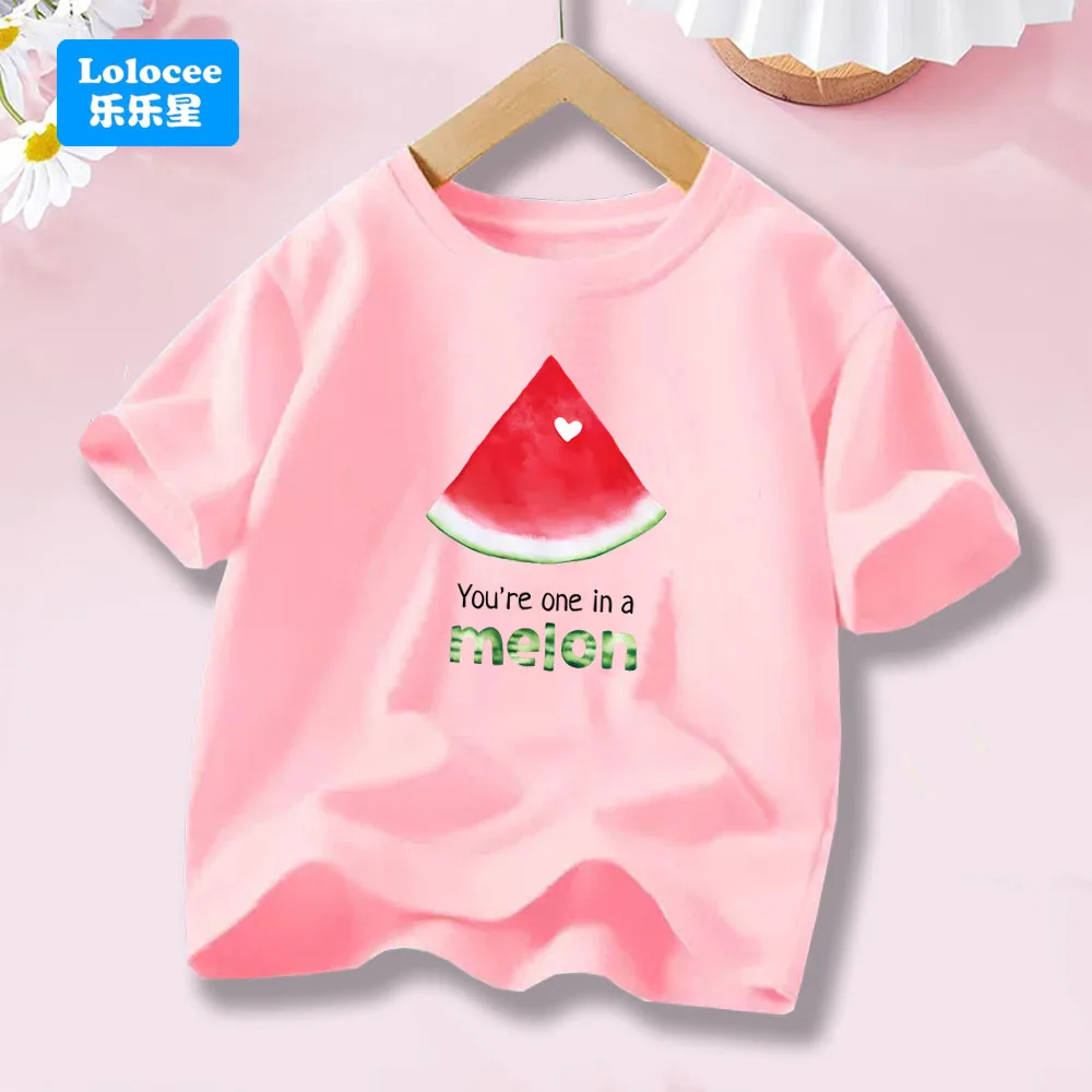الفتيات تي شيرت موضة الفاكهة البطيخ طباعة الاطفال تي شيرت الصيف لطيف قصيرة الأكمام تي شيرت كامل الملابس XG1
