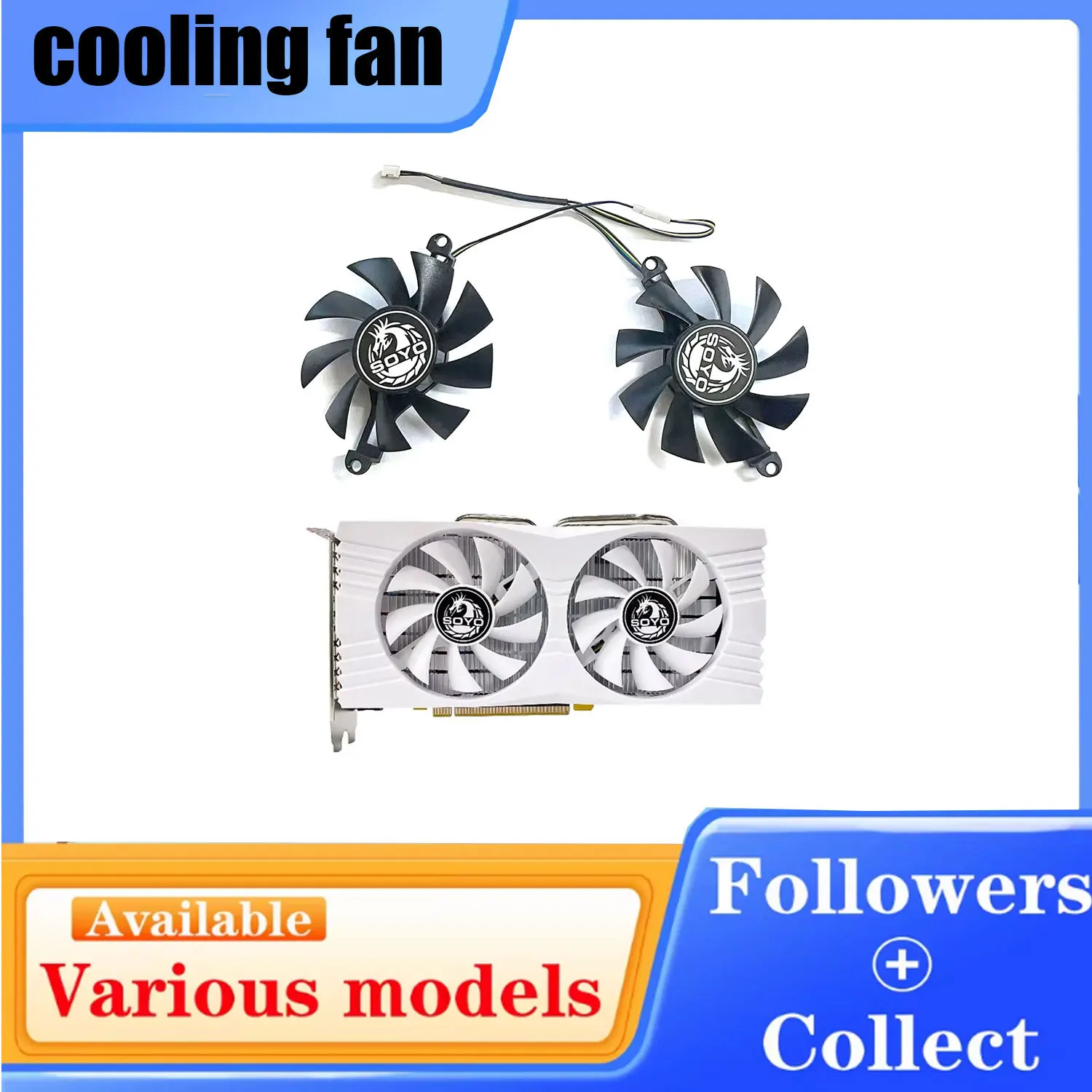 NEW 75MM 4PIN SOYO RX 580 GPU Fan Suitable for SOYO AMD RX580 8GB GDDR5 256 Graphics Card Cooling
