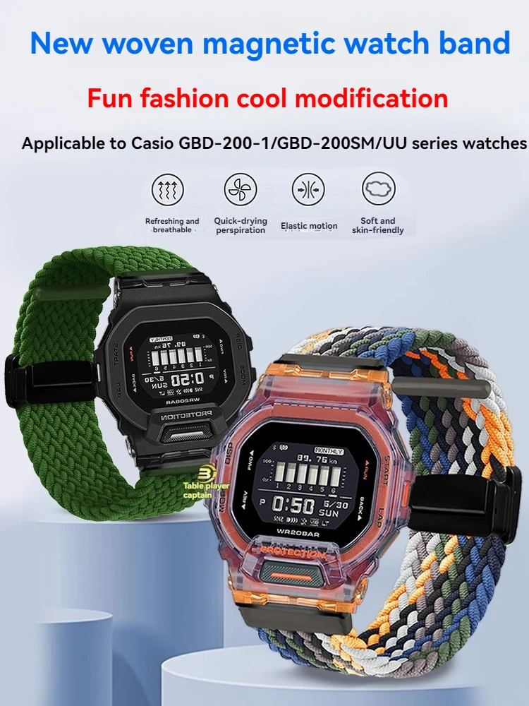 

Magnetic Nylon Strap for Casio GBD-200/GBD-200SM – Quick Release Woven Band with 1/2/9 Series, Durable Sport Watch Replacement