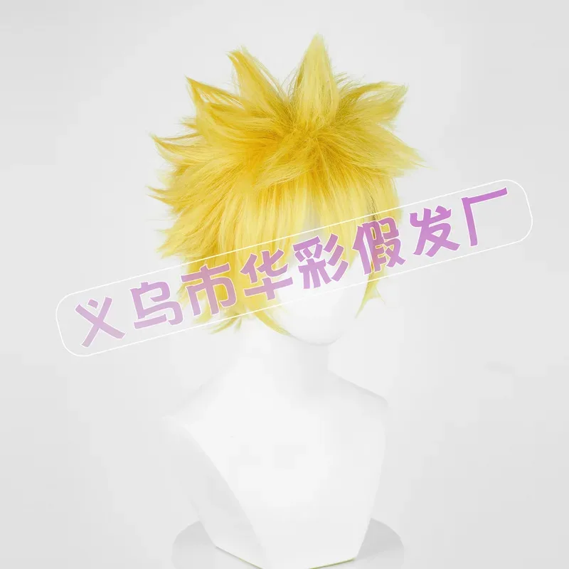 أنيمي اوزوماكي تأثيري قصيرة ذهبية مختلطة رقيق أشعث الطبقات مقاومة للحرارة الشعر الاصطناعية + عقال + شعر مستعار Capv؛ 2، r'6؛ t.