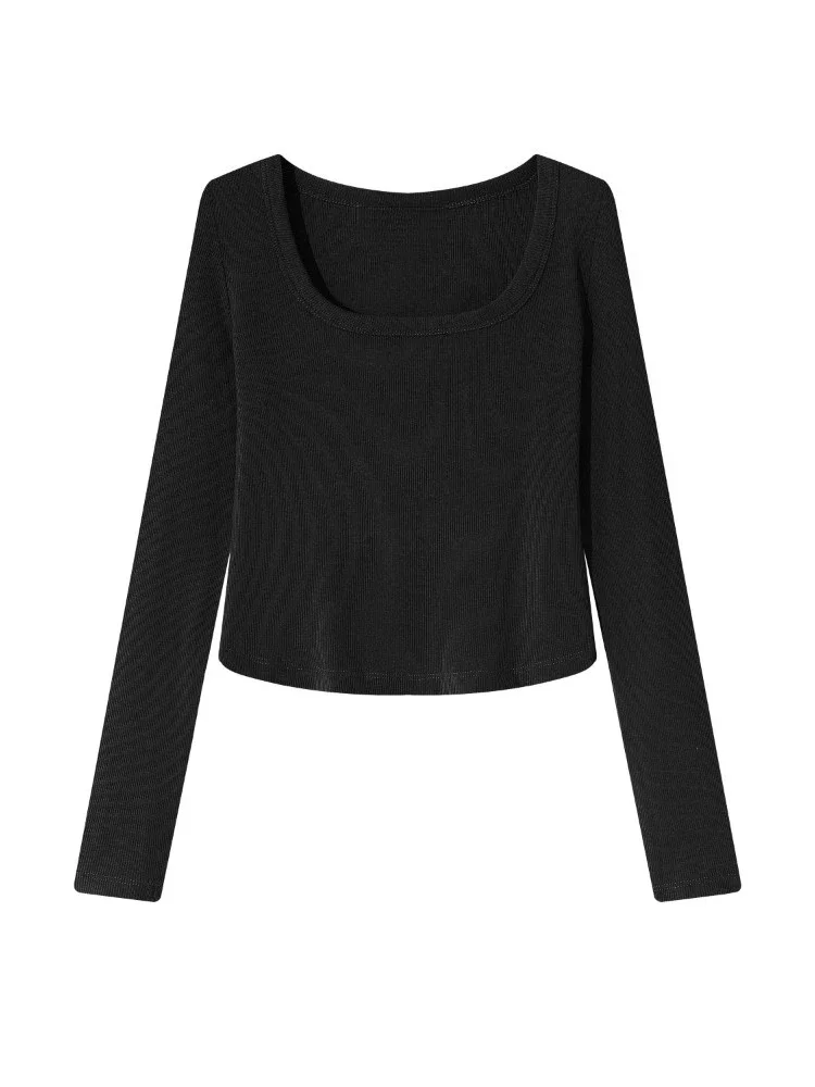 2026 Neues Elegantes Schlankes Vielseitiges Basic-Layering-Oberteil Lässiges Damen-Herbst-T-Shirt Stilvolles Langarm-Shirt mit Rundhalsausschnitt – Detail 5