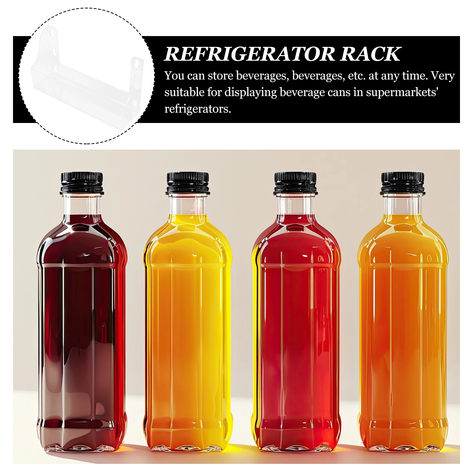

1pc Suction Beverage Rack Clear Acrylic Drink Shelf Adjustable Refrigerator Storage Organizer No Drilling Needed Easy