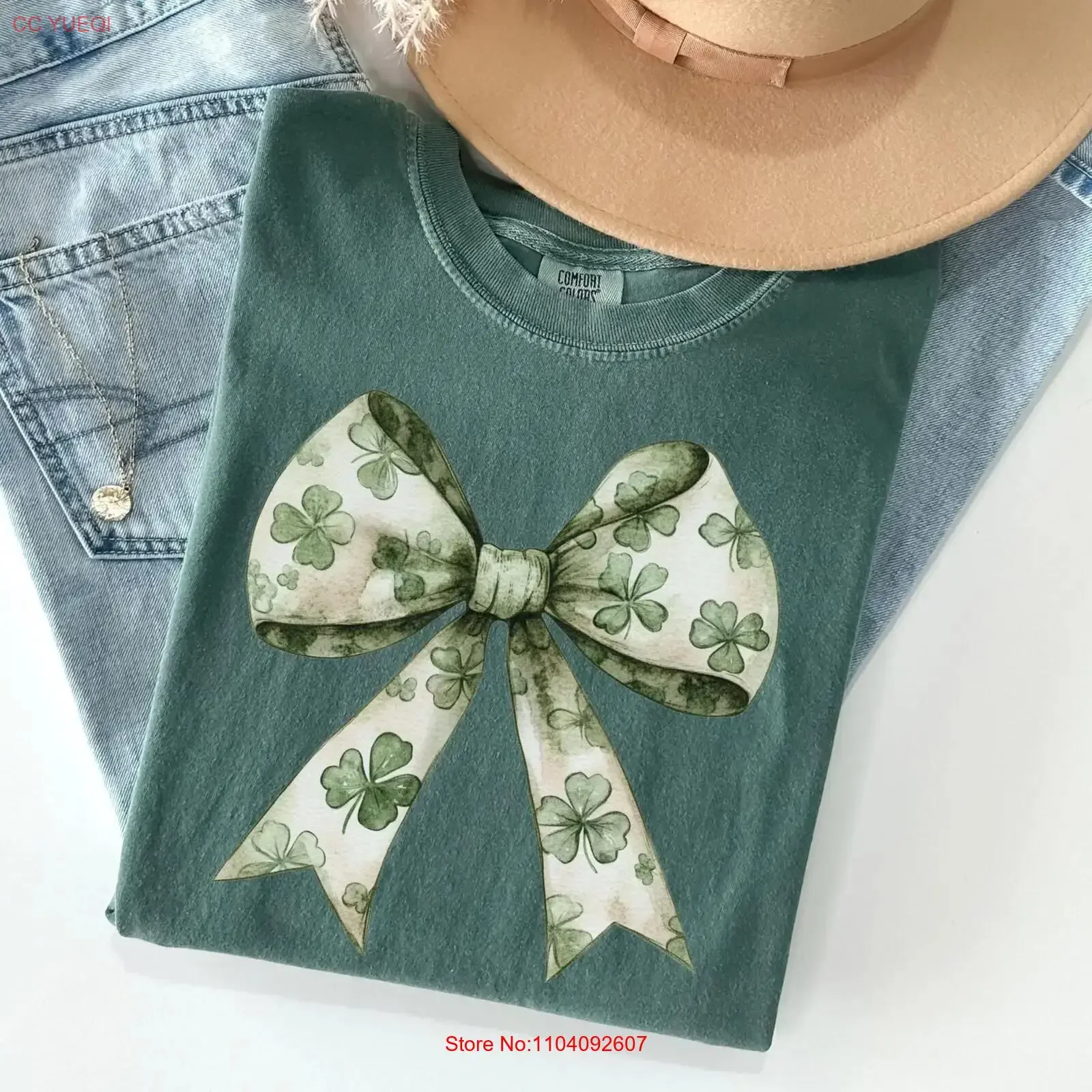 Cottagecore Shamrock Bow T Shirt St Paddy's Day Cute Women's Saint Patrick's Outfit Irish for Girlfriend Birthday vintage
