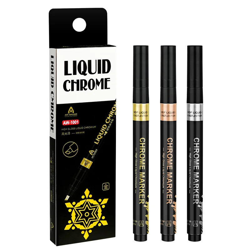 Chrome Marker Pen 0.7/1/2mm DIY Reflective Paint Pen Color Markers Gold Silver Copper Marker Car Paint Repair Pen Art Painting