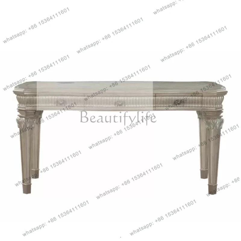 

Solid wood carving flower dining table French wave curve carving desk customization