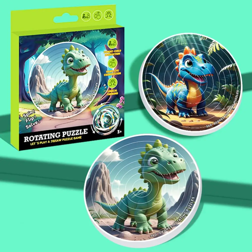 

Concentration Puzzle Scrambled Rotating Puzzle Educational Dinosaur Puzzle Toy Set for Kids Montessori Diy Assembly for Children