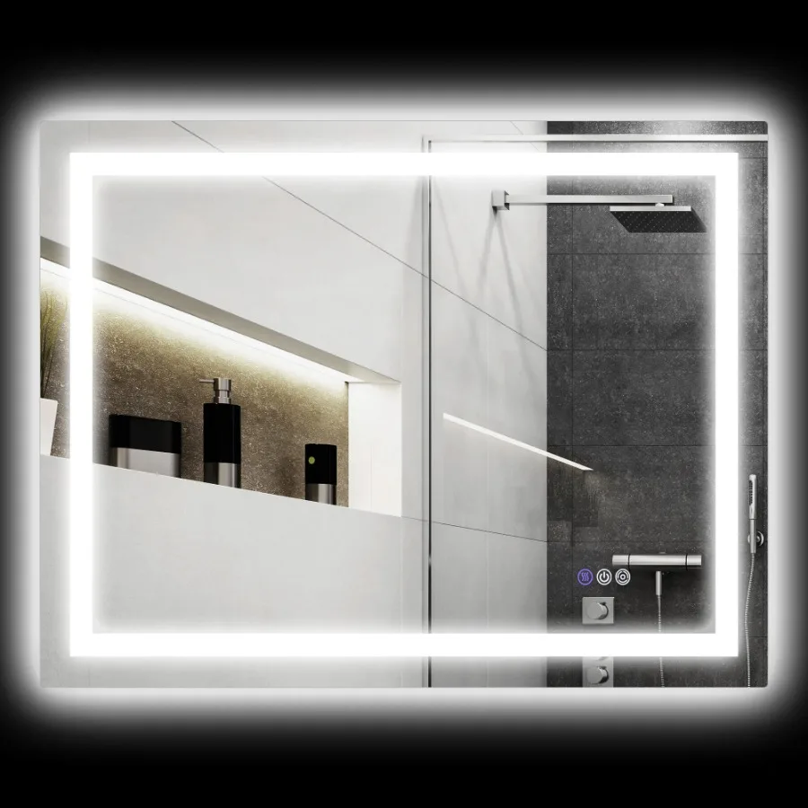 LED Bathroom Mirror with Lights 39x32 Backlit Front Lit Vanity Mirror for Bathroom Anti-Fog Memory Infinite Color Temperature W