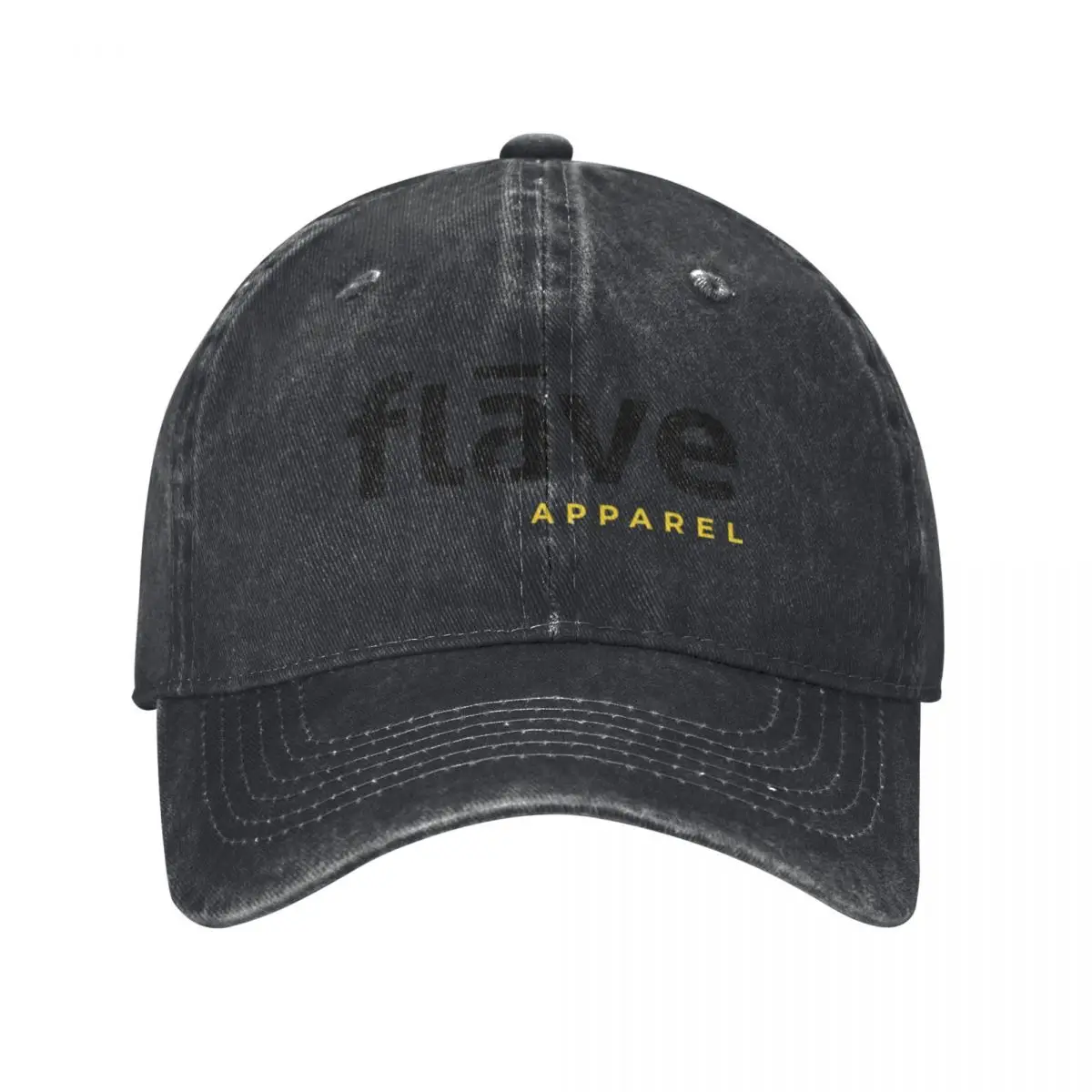 Flave Apparel White Logo Baseball Caps Vintage Denim Washed Headwear Unisex Style Outdoor Running Hats