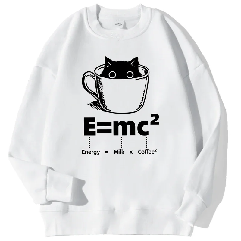 Chemical formula of cat coffee man sweatshirt Harajuku casual pullover fashion loose sudadera autumn warm vintage fleece tops